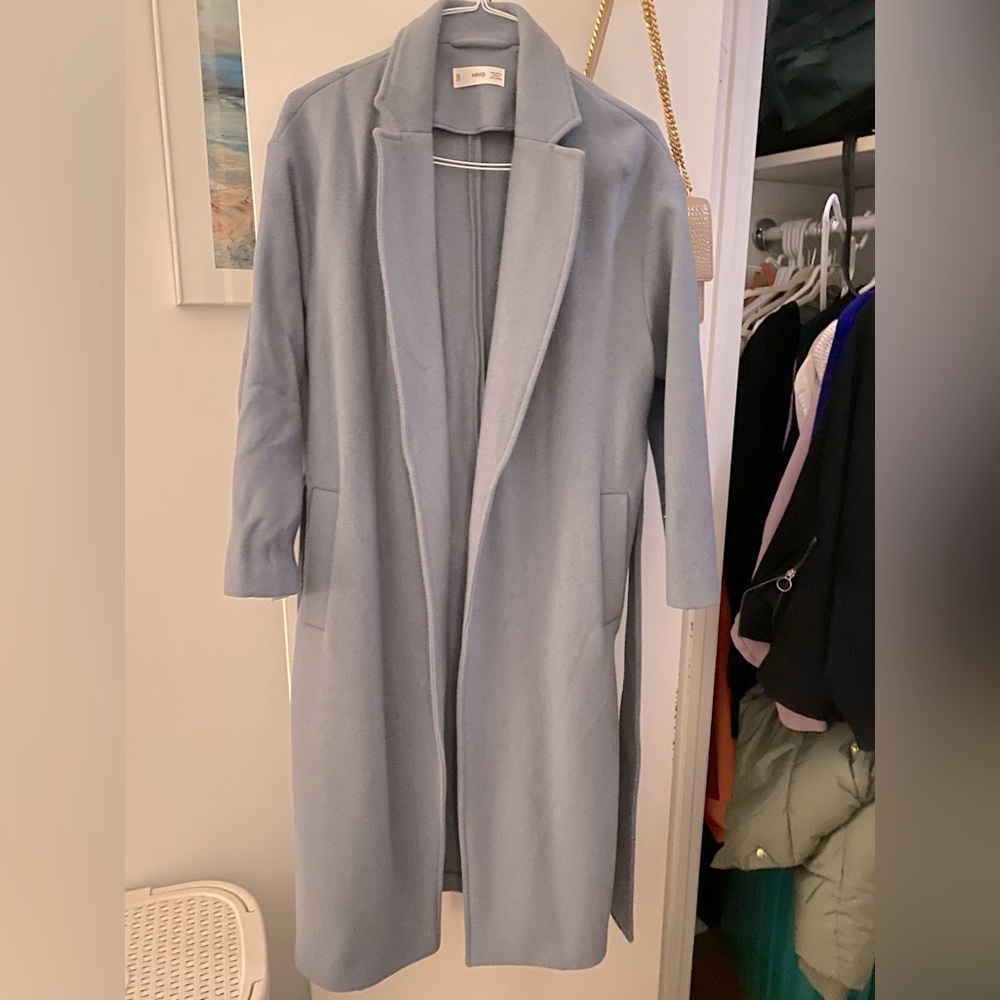Mango Light Blue Wrap Coat - size M